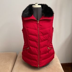 TALBOTS Down Filled Puffer Vest with Detachable Faux Fur Collar